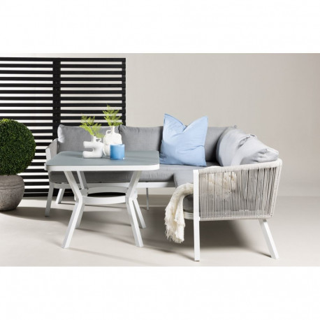 Aiamööbli komplekt VIRYA nurgadiivan, valge