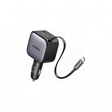 "UGREEN EC602 60W Fast Car Charger KFZ-Ladegert 1x USB-A 1x USB-C 1x ausziehbares USB-C Kabel PD3.0/