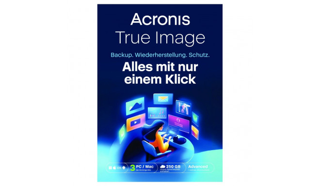 "Acronis True Image Advanced - 3 Computers + 250 GB Acronis Cloud Storage - 1 year Subscription - ES
