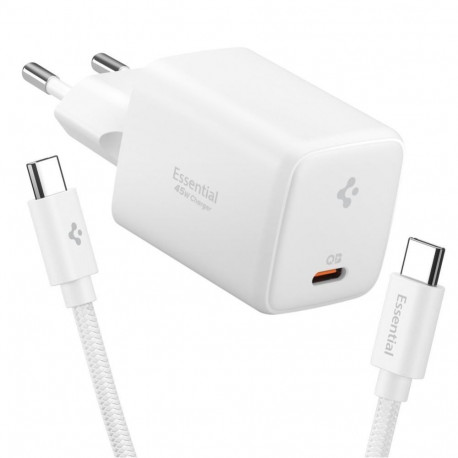 Toalaadija Essential 45W USB-C (adapter + USB-C kaabel 1m), valge, EE451EU, Spigen