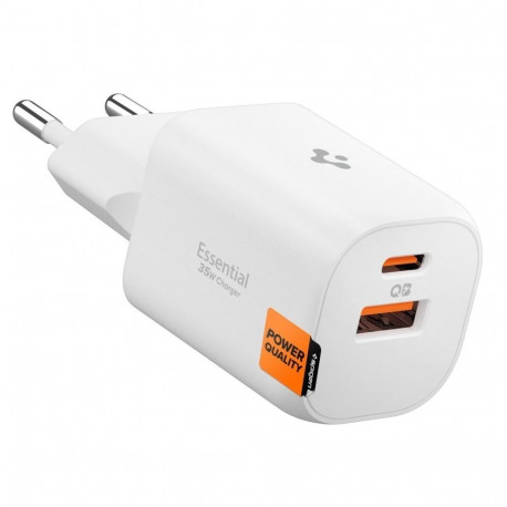 Toalaadija adapter Essential 35W Dual, USB-C + USB-A juhtmele, valge, GaN-Pro kiirlaadimine, EE352EU