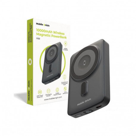 Akupank juhtmevaba laadimisega + USB-C pesaga, 10.000 mAh, 20W, must, Qi2/MagSafe ühilduv, PB9, Mobi