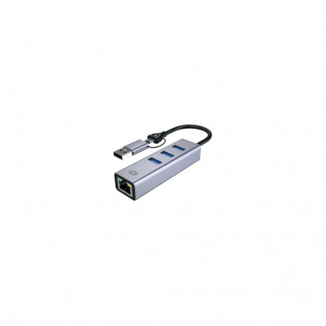 Conceptronic ABBY25G USB-C to Gigabit Network Adapter with 3-Port USB Hub