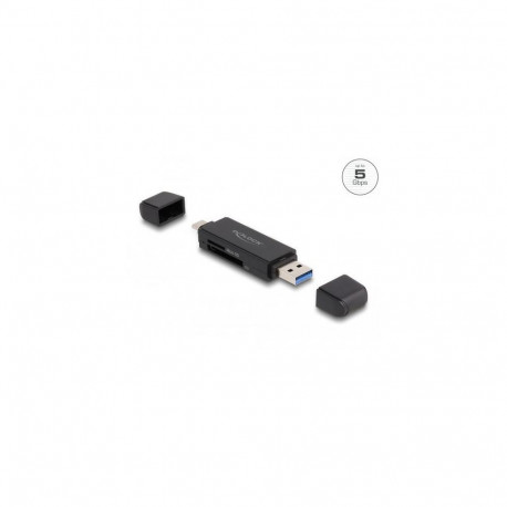 DeLOCK Card Reader SuperSpeed USB 5 Gbps USB Type-C / Type-A for SD and Micro SD memory cards