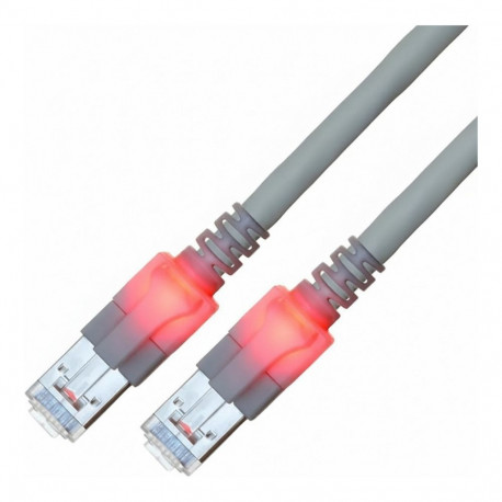 "EasyLan DualBoot LED Patchkabel RJ45 S/FTP Cat.6 (Class E), mit saCon Stecker, LSOH, grau, 2 m"