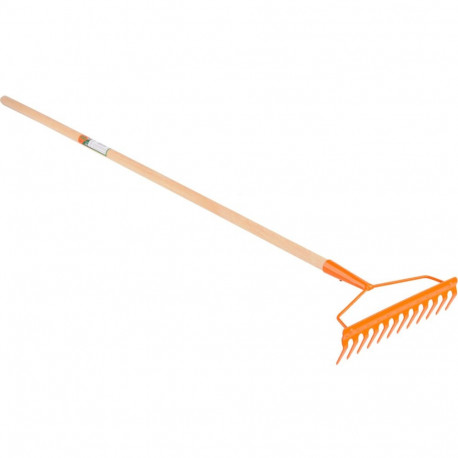 Flo reha 35757, 1420mm, 12 hammast, universaalne, puidust vars, metallist tööosa, oranž