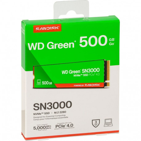 Western Digital sisemine M.2 SSD SN3000 WDS500G4G0E-00CPS0 500GB, roheline