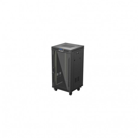 RACK CABINET 19" FREE-STANDING 22U/600X600 (FLAT PACK) WITH GLASS DOOR LCD BLACK LANBERG V2