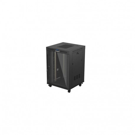 RACK CABINET 19" FREE-STANDING 22U/800X800 (FLAT PACK) WITH GLASS DOOR LCD BLACK LANBERG V2