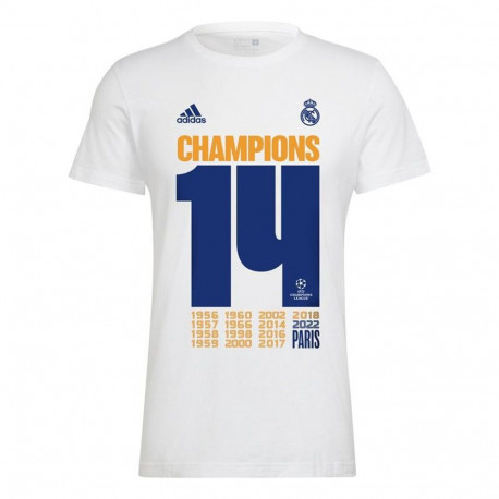 Men’s Short Sleeve T-Shirt Real Madrid C.F. Champions 2022 White - XL