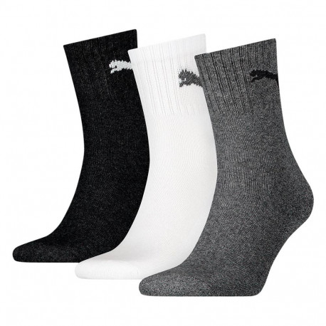 Puma sokid Short Crew 3P 906110 63 43-46, mustad, valged, hallid