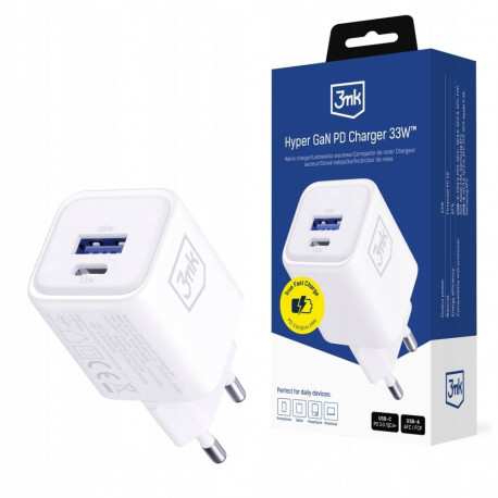 3mk laadija Hyper Charger PD 33W GaN QC4+, valge