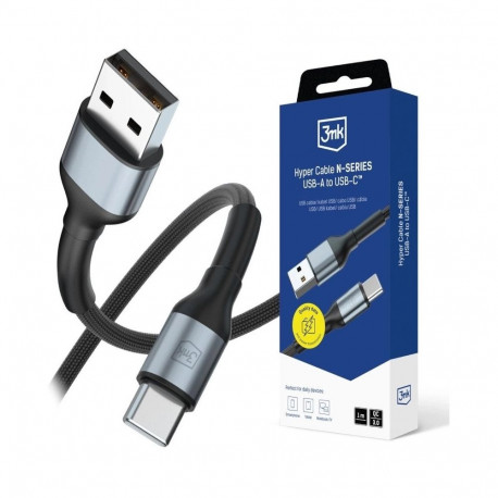 3mk kaabel Hyper Cable N-SERIES USB-A to USB-C 1m 9V/2A 18W QC 3.0, must