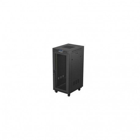 RACK CABINET 19" FREE-STANDING 27U/600X800 (FLAT PACK) WITH MESH DOOR LCD BLACK LANBERG V2