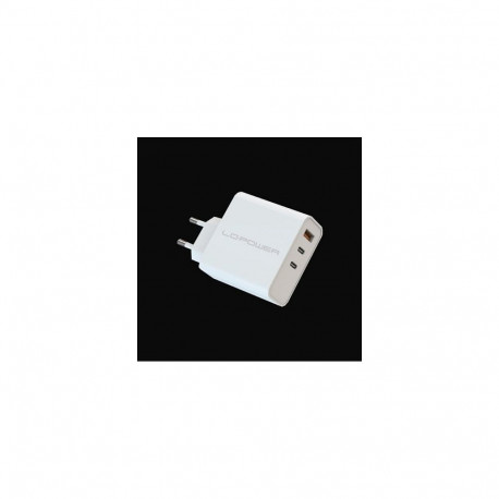 LC-Power laadija LC-GAN-65 2x USB-C/USB-A 65W, valge