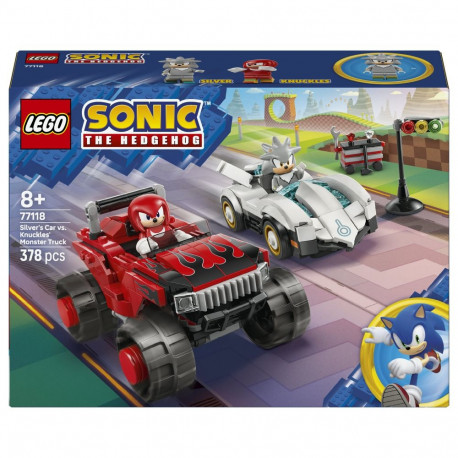 LEGO sõidukikomplekt 77118 Sonic the Hedgehog Silveri auto vs. Knucklesi monstertruck