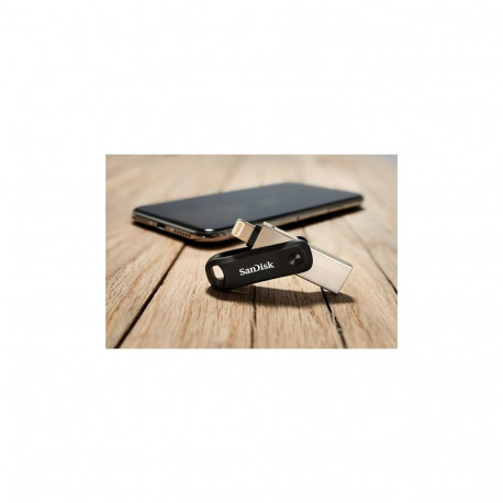 Sandisk mälupulk iXpand Go 128GB USB 3.1 Apple Lightning, must/hõbedane
