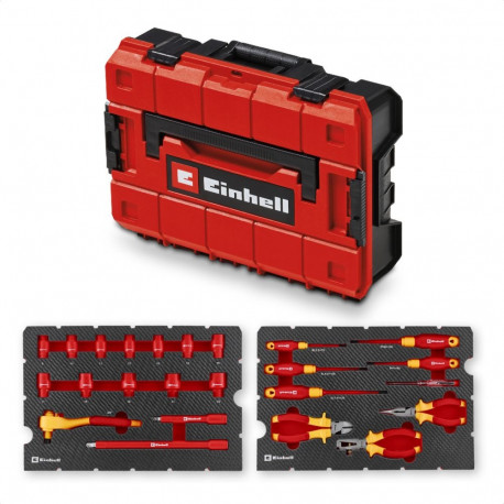 E-Case Werkzeugkoffer Elektrik-VDE, 24-teilig (rot/gelb, mit Werkzeug-Sortiment für Elektriker)