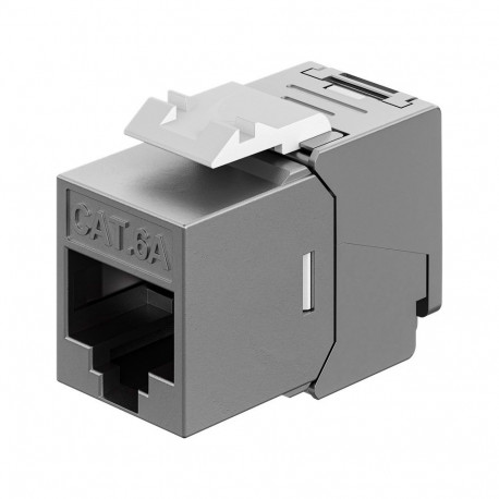 Goobay Keystone Module RJ45 CAT 6A, STP, Slim & Short, Earthing Terminal