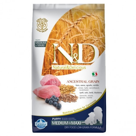 FARMINA N&D Ancestral Grain Puppy Medium&Maxi lambaliha kuiv koeratoit 12 kg
