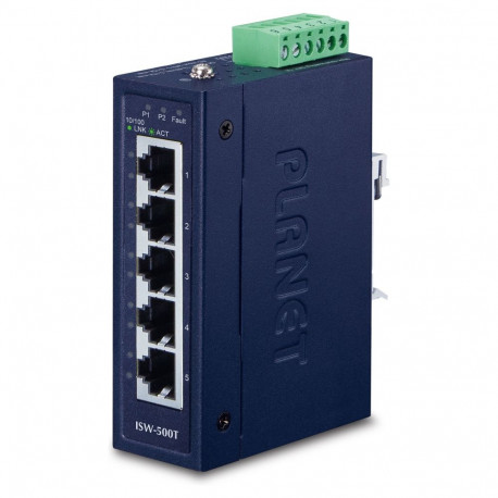 "PLANET Industrial 5-Port 10/100TX Compact Ethernet Switch"