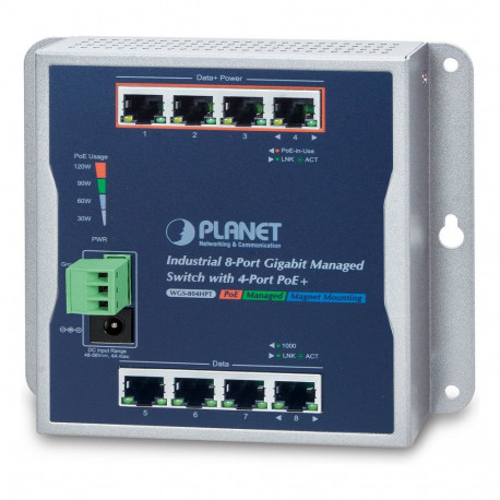 PLANET tööstuslik 8-port 10/100/1000T seinale kinnitatav