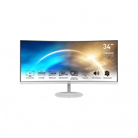 MSI monitor PRO MP341CQWDE 86cm 34" WQHD VA kumer 100Hz, valge
