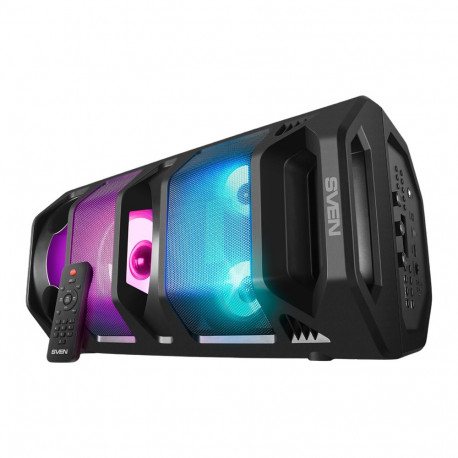 2.0 portable speaker SVEN PS-670, black, power output 2x32.5W (RMS), TWS, Bluetooth, FM, USB, microS