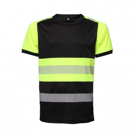 BoSafety Santiago T-särk must/Hi-Vis kollane 3XL