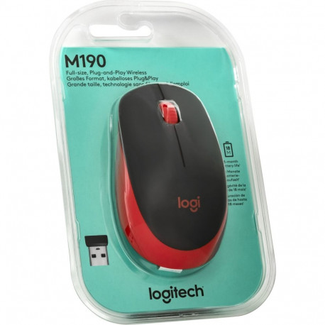 Logitech Mouse M190 wireless Red (910-005908) (910005908)