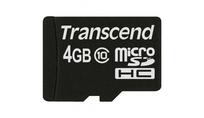 Transcend mälukaart microSDHC 4GB Class 10 + SD-adapter