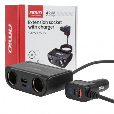 Amio sigaretisüütaja jagaja 04837 USB-C USB-A QC3.0 PD3.0 120W