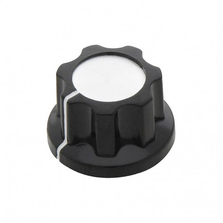 8804# Gałka potencjometru bakelitowa czarna/srebrna średnica 19mm (5 tk.)