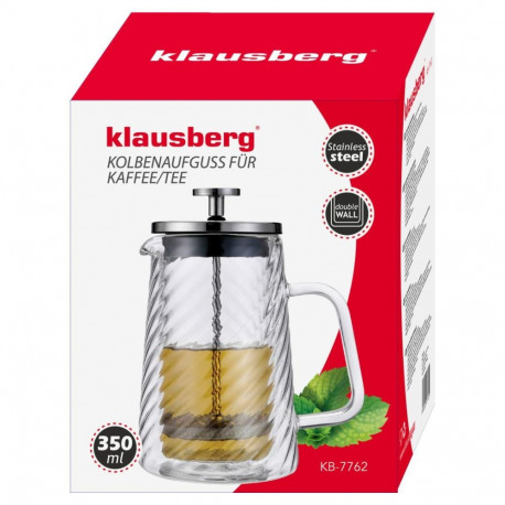 Zaparzacz tłokowy do kawy/herbaty, szkło, 0,35l, klausberg, kb-7762