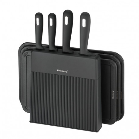 Klausberg nugade ja lõikelaudade komplekt kb-7980 8-osaline hoidikuga roostevaba teras, must