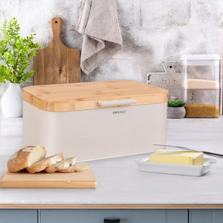 Chlebak, beżowy, z bambusową pokrywą, kinghoff, kh-1928