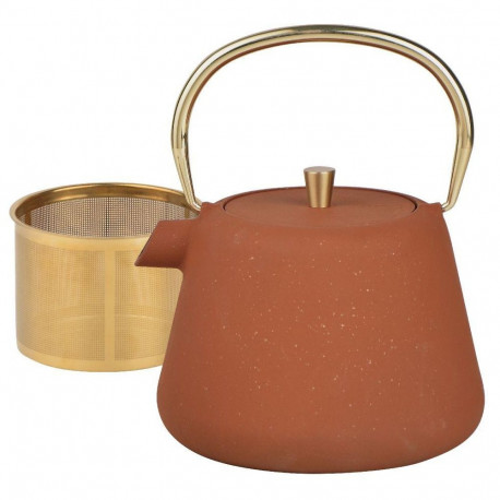 Kinghoff malmist teekann kh-1934 sõelaga emailitud sisu 1l kuldsed elemendid, roostekarva sädelusega