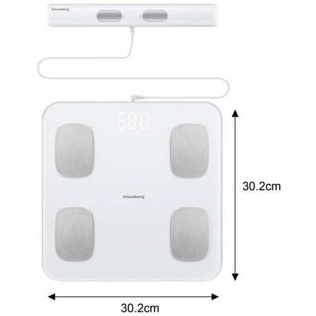Klausberg vannitoakaal KB-7853 elektrooniline käepidemega täpne kehakoostise analüüs, valge