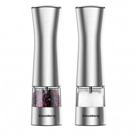 Młynki do soli i pieprzu, elektryczne, szare klausberg