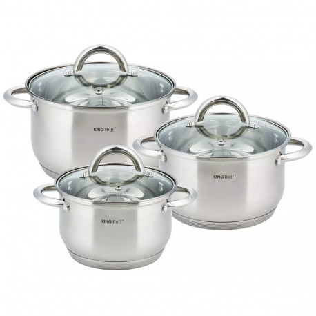 Kinghoff pottide komplekt 6-osaline terasest 18, 20, 24cm