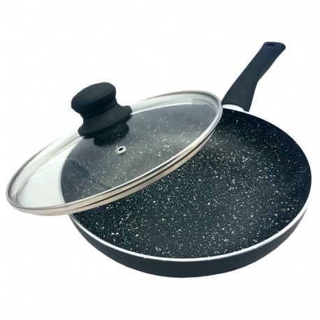 Patelnia z pokrywką, aluminium, czarny marmurek śr.24cm kinghoff