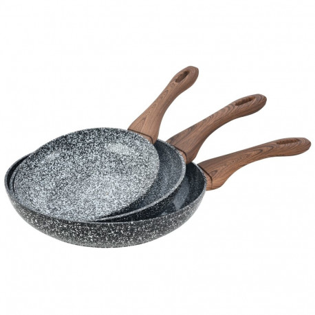 Zestaw 3 patelni, aluminium szary marmurek śr.20/24/28cm, kinghoff z