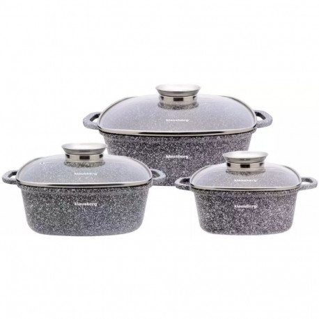 Zestaw garnków 6 elementów, szary marmurek, śr.20,24,28cm klausberg