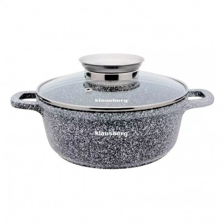 Klausberg pott 16cm 1,3l alumiiniumist, hall marmormustriga