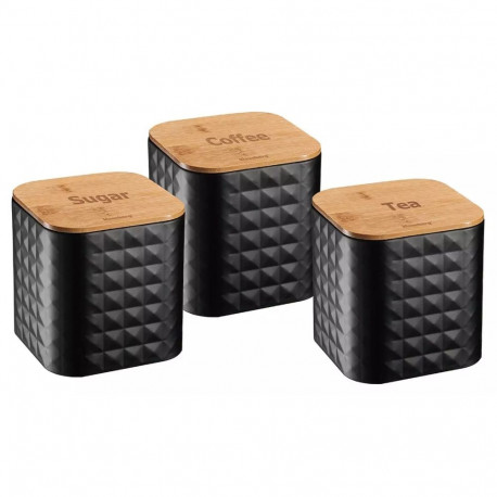 Klausberg säilituspurgid teras-bambus 3-osaline komplekt, must