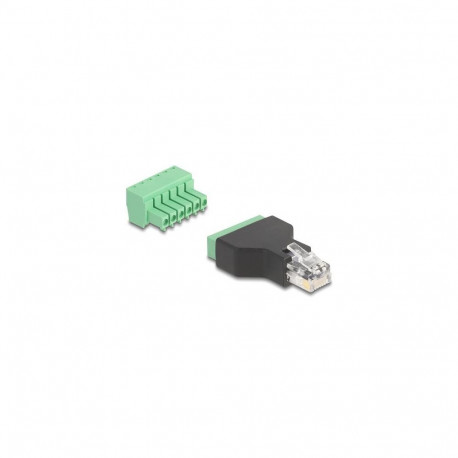 DeLOCK 66590 cable gender changer RJ12 6 pin terminal block Black, Green