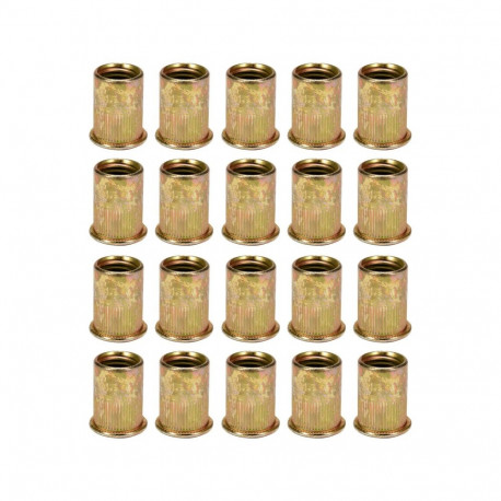 Yato YT-36473 Steel rivet nuts M6, 20pcs, 15mm, 8.8mm, carbon steel, knurled flange