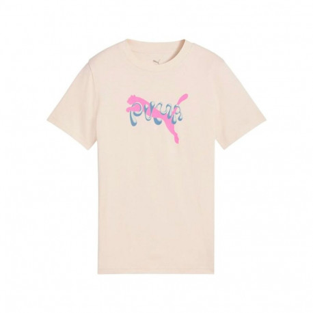Child's Short Sleeve T-Shirt Puma Tweenerverse Beige - 7-8 Years