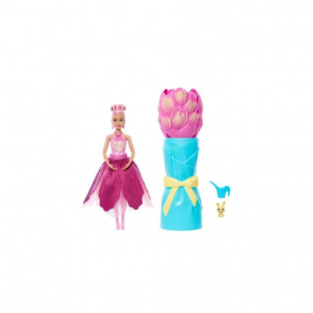 Barbie Petal Pop Scented Fashion Doll with Pink Tulip Dress, Reveal Accessories like Bunny &amp;