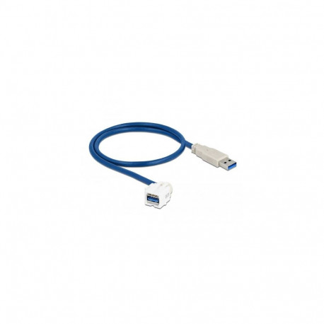DeLOCK Keystone Module USB 5 Gbps type-A female 250° to type-A male with 0.5 m cable white